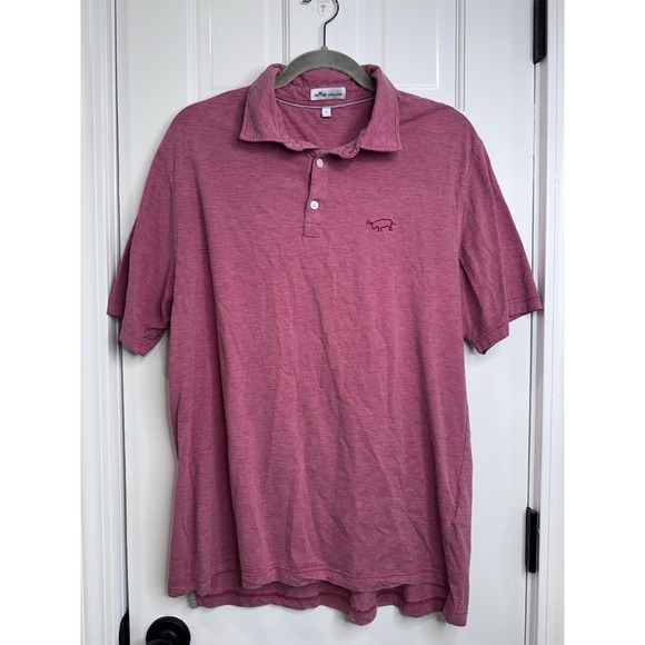 Peter Millar Other - Peter Millar Polo Shirt Mens Large Pink Striped Pima Cotton Silk Golf Casual